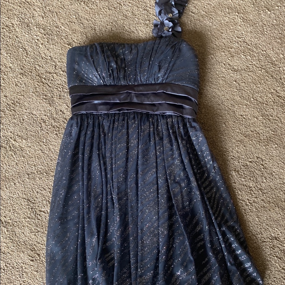 Grey sparkly one-shoulder dress